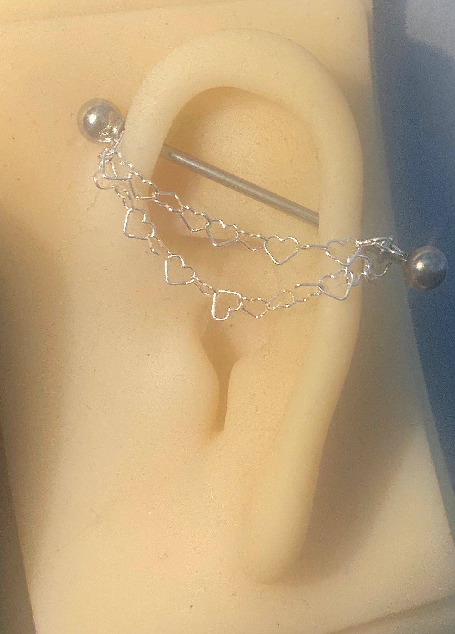 Ear Accessory With Chain Barbell ear chain – Ritual Jewellery Company